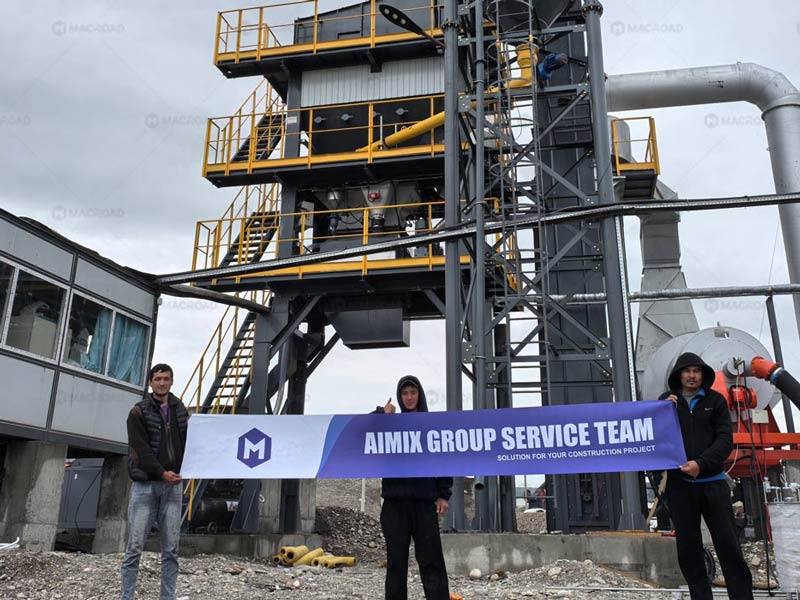 ALQ100 100tph stationary asphalt mixing plant customer feedback in Kyrgyzstan