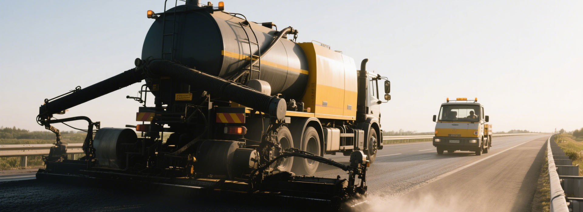 Asphalt Distributors Machine in the Macroad