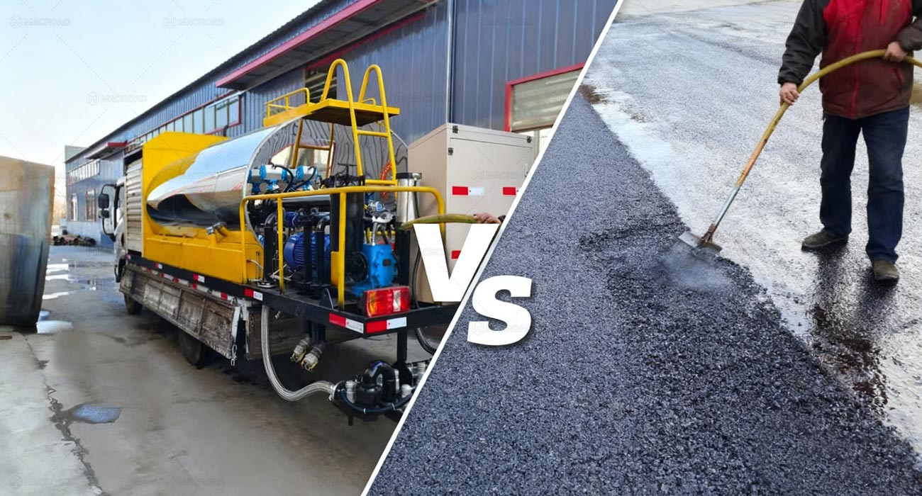Human or asphalt distributor One comparison reveals the difference