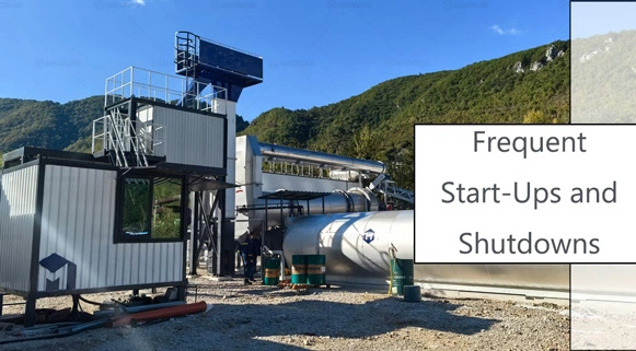 Frequent start-ups and shutdowns in asphalt mix plants