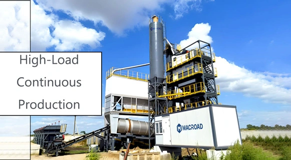 High-load continuous production in asphalt mix plants