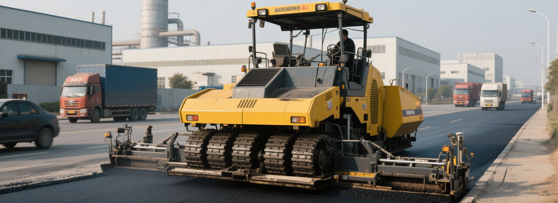 Asphalt finisher machinery in the Macroad