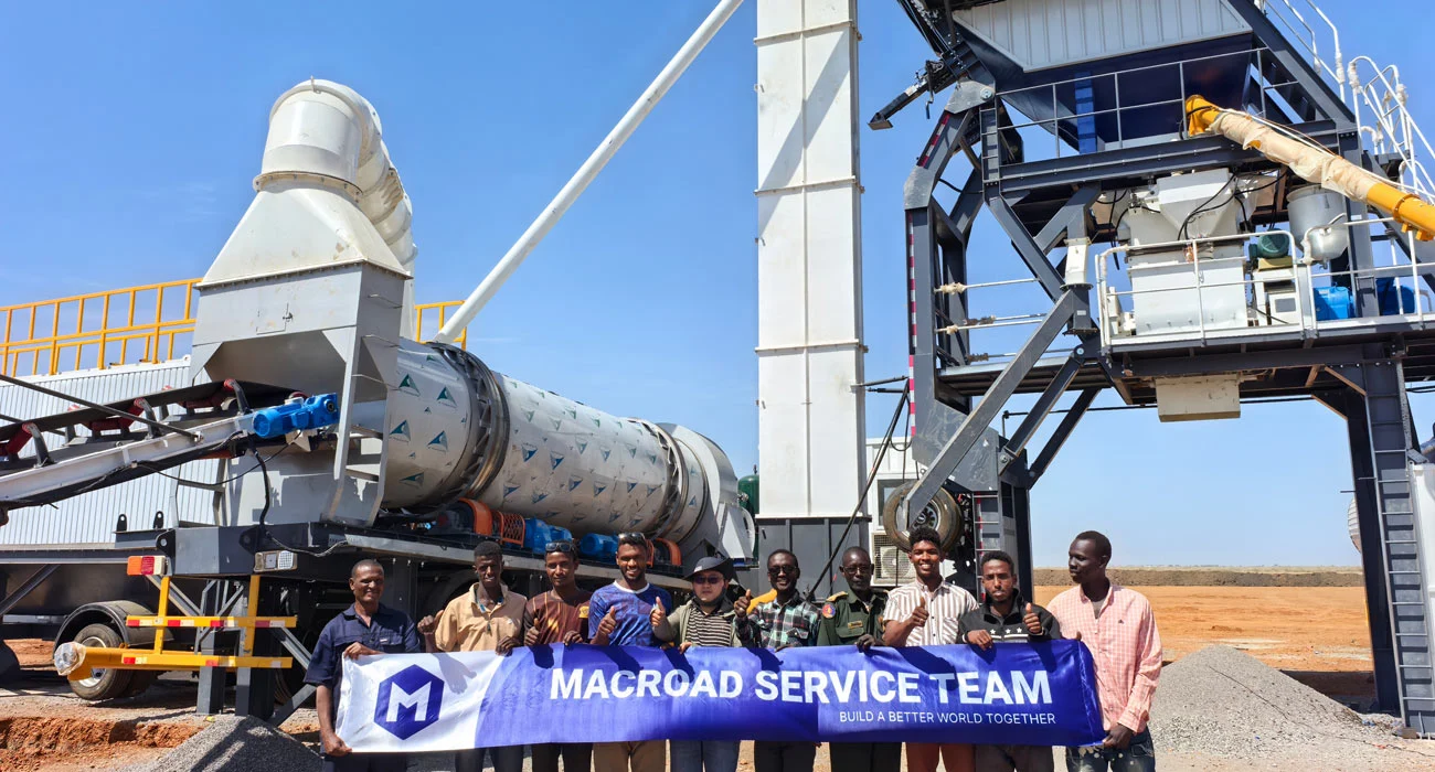 Mobile asphalt batching plant ALYQ100 100tph used in Sudan highway construction work