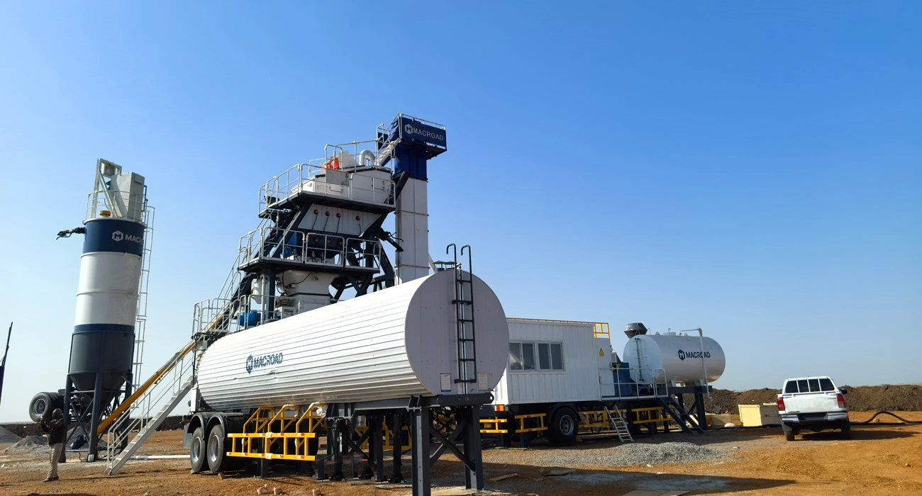 Mobile asphalt batching plants ALYQ100 100tph on site for Sudan infrastructure development