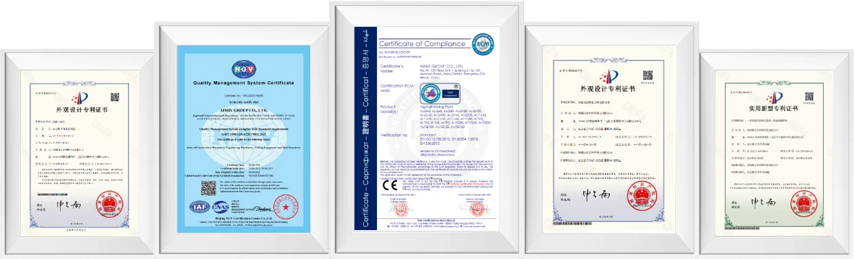 Patent certifications for Macroad stationary asphalt plant