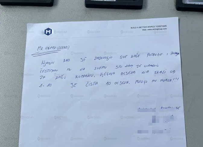 Letter of recommendation for ALYT40 drum mixing plant