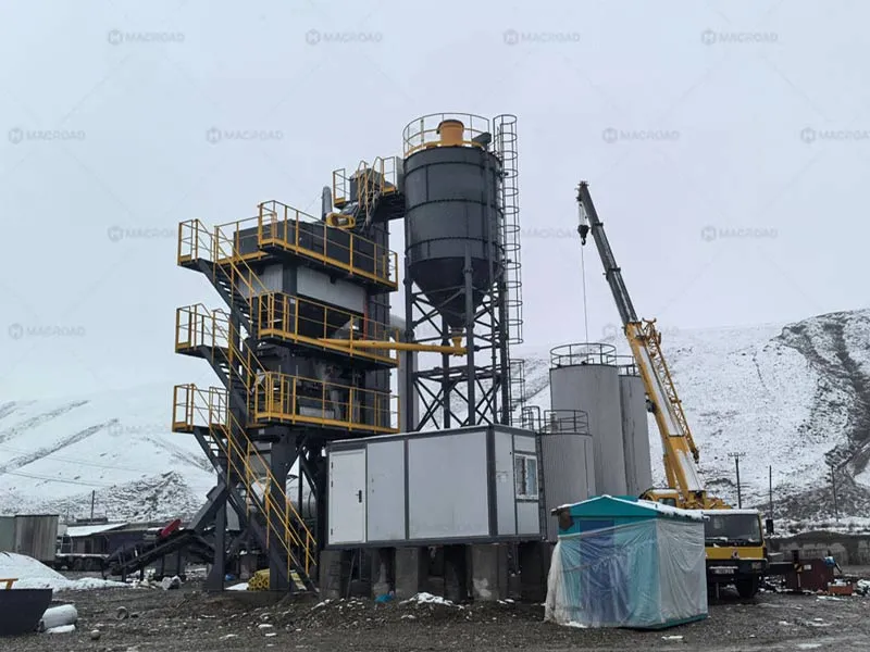 ALQ100 stationary asphalt mixing plants on site in Kyrgyzstan