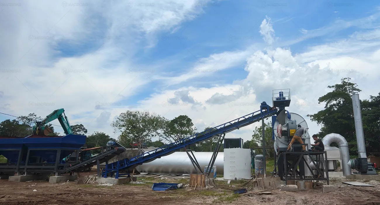 Reliable Production Under Tropical Conditions Macroad ALT80 stationary type drum mix plant in Malaysia