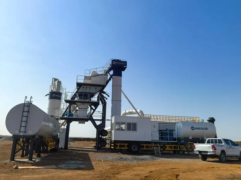 Mobile asphalt batching plant ALYQ100 100tph installed for Sudan road construction project